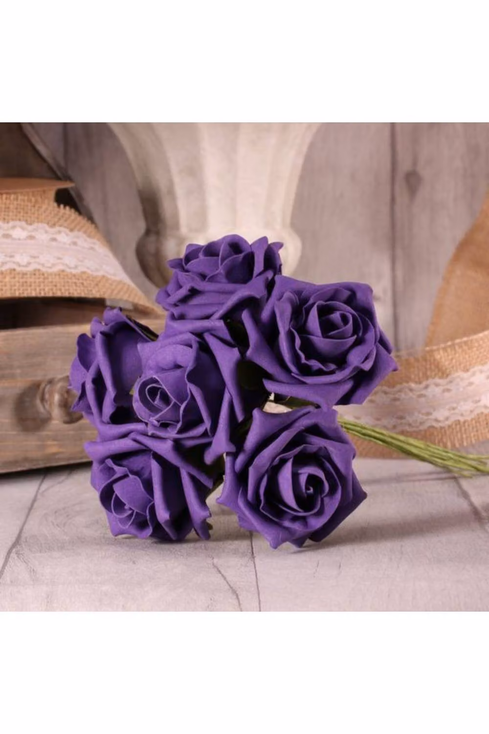 KDMD 4 Pack of Purple Foam Tea Roses for Weddings – 2