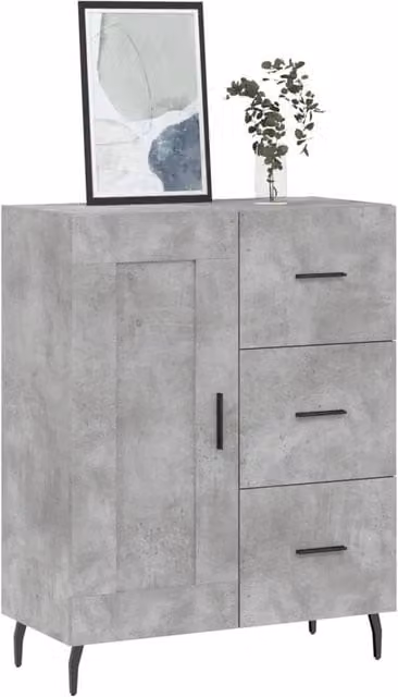Berkfield Home Modern Sideboard in Concrete Grey, W/D/H: 69.5 x 34 x 90 cm