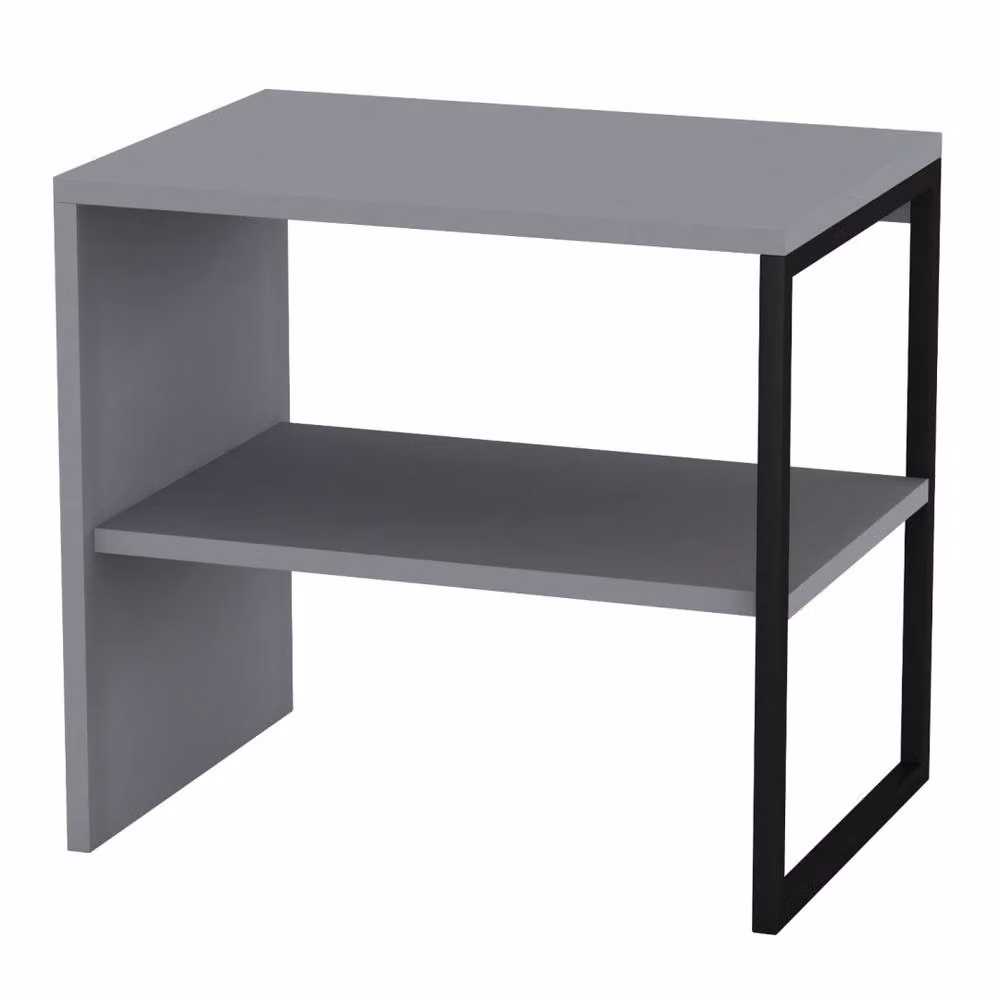 Kelvenix Modern Oak Wood and Steel Side Table in Grey, W/D/H: 40 x 40 x 40 cm – 2