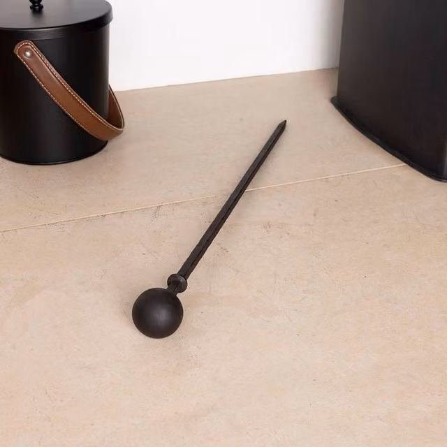 Charles Bentley Hawthorn Iron Fireside Poker in Black with Vintage Design