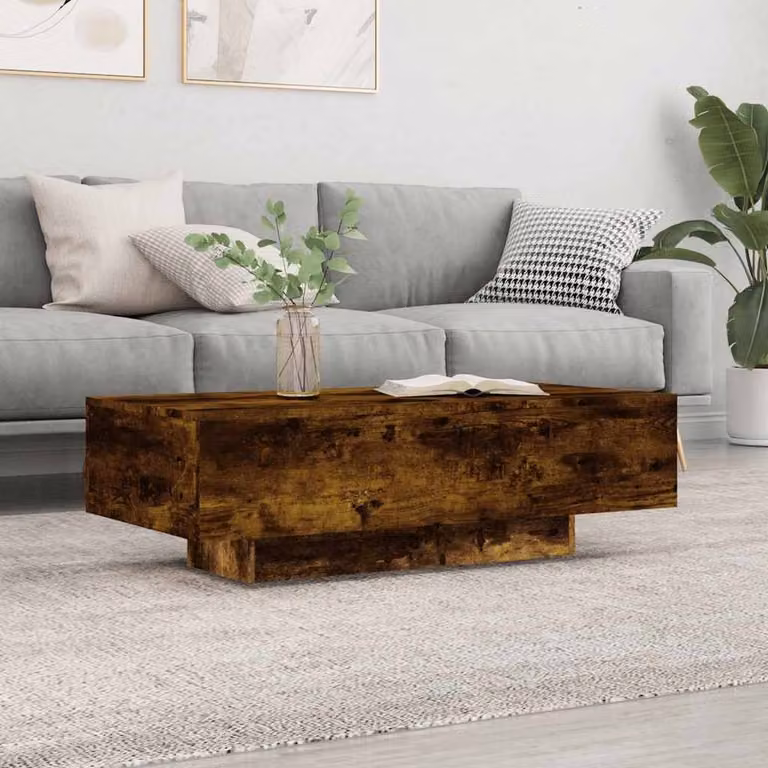 Berkfield Home Modern Rectangular Coffee Table in Smoked Oak Brown, W/D/H: 100 x 49.5 x 31 cm