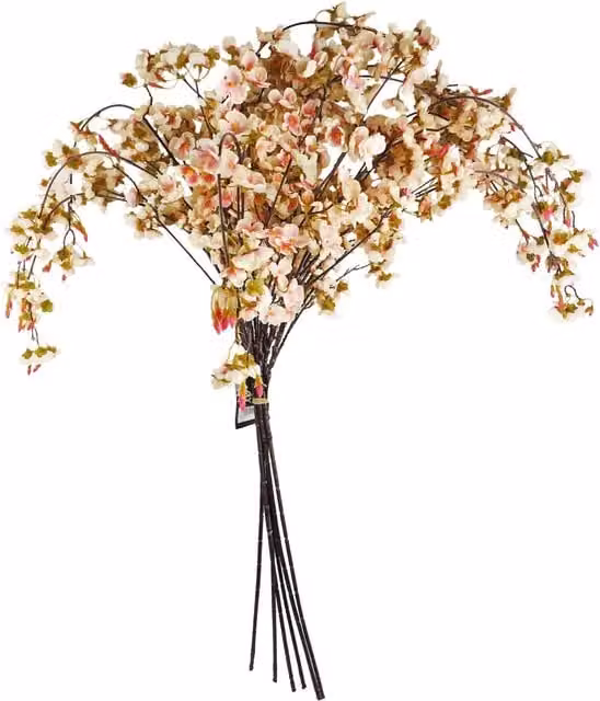 Leaf Pack of 6 Natural Pink Trailing Cherry Blossom Stems, 110 cm – 1