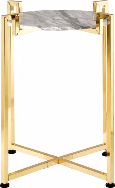 Interiors by Premier Orsina Round White Marble Side Table with Gold Base – 2