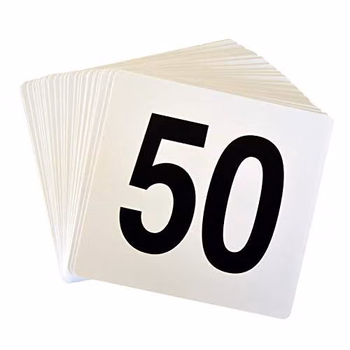 Argon Tableware Wedding Table Number Cards 1-50, White