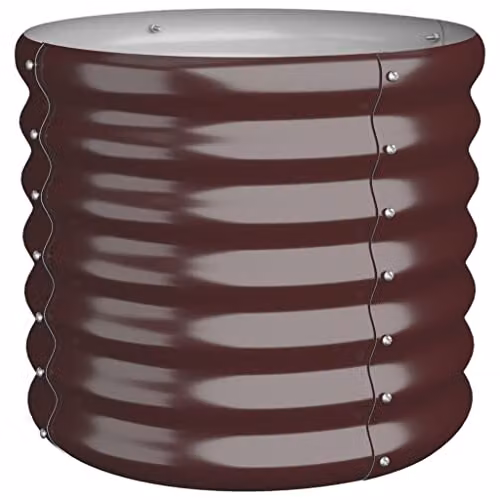 vidaXL Brown Galvanised Steel Ornamental Garden Planter Tub W/D/H: 40 x 40 x 36 cm