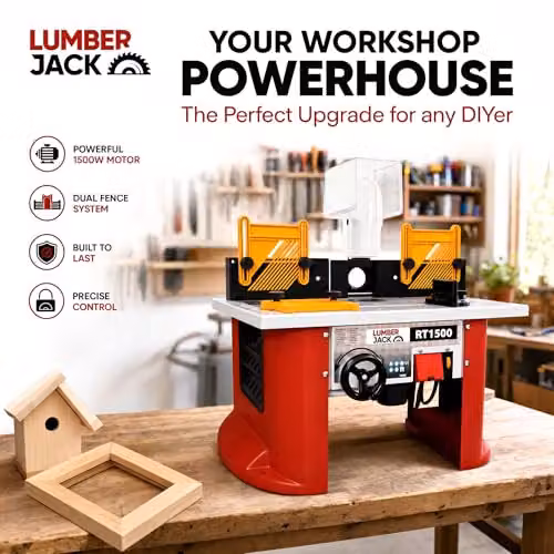 Lumberjack Variable Speed Benchtop Router Table with Integrated 1500W Motor, Red – 5
