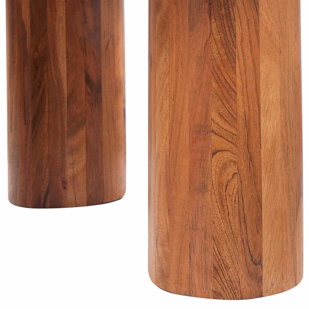 Wyld and Coco Acacia Wood Round Coffee Side Table in Brown, W/D/H: 80 x 80 x 36 cm – 5