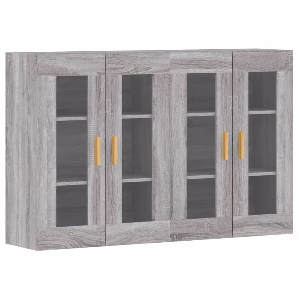 Berkfield Home Wall Mounted Cabinets with Glass Doors, 2 Piece Set in Grey Matt Sonoma Engineered Wood – 2