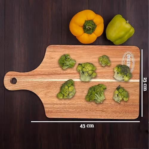 Premier Housewares White Acacia Wood Rectangular Chopping and Serving Board with Handle – 2