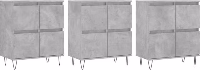 Berkfield Home 3-Piece Sideboard Set in Concrete Grey Engineered Wood