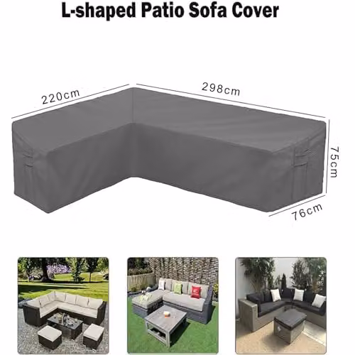 Gr8 Garden Waterproof Grey L Shape Corner Sofa Protector W/D/H: 220 x 298 x 75 x 76 cm – 2