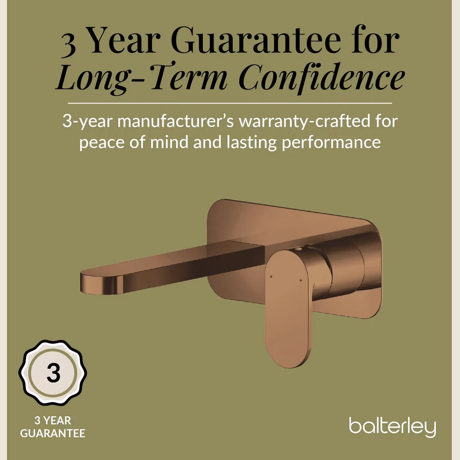 Balterley Current Round Wall Mount 2 Tap Hole Basin Mixer Tap in Brushed Bronze Brown – 3
