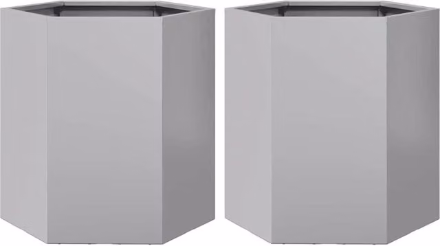 Berkfield Home Garden Hexagon Planter Set of 2, Galvanised Steel, Silver, W: 46 cm, D: 40 cm, H: 45 cm – 1
