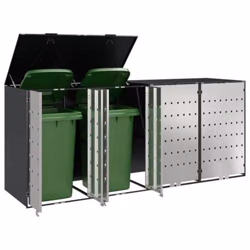 vidaXL Wheelie Bin Storage for 4 Bins in Anthracite Steel