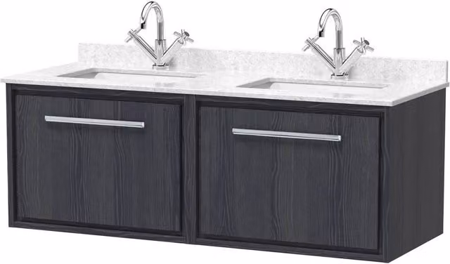 Balterley Modern Wall Mounted 2 Drawer Bathroom Vanity Unit with Basin in Grey, W/D/H: 120 x 47 x 50.9 cm – 1