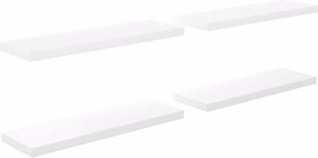 Berkfield Home Set of 4 High Gloss White Floating Wall Shelves, W: 80 cm, D: 23.5 cm, H: 3.8 cm
