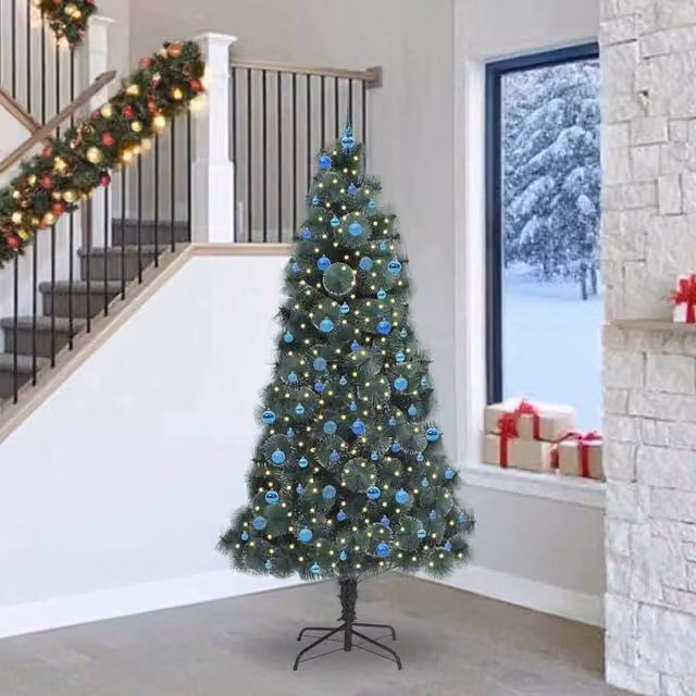 Berkfield Home Pre-lit Artificial Christmas Tree with Ball Set, Green, Height: 240 cm