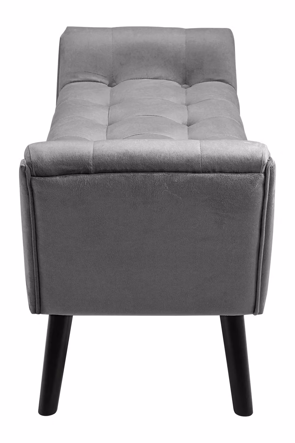 Living and Home Tufted Velvet Buttoned Bench with Raised Arms in Grey – 3