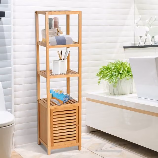 HOMCOM Bamboo Storage Unit in Natural Beige and Brown