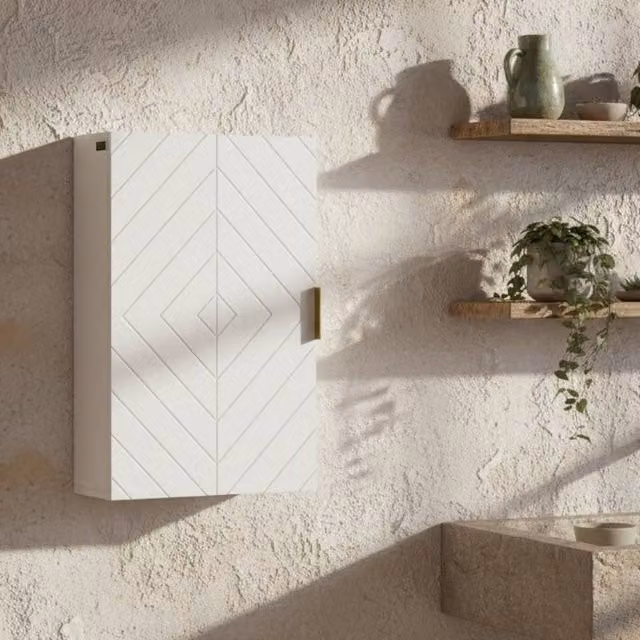 Wyld Haus Miviano Wall Mounted Over Toilet Bathroom Cabinet in White and Gold with Adjustable Shelves, W/D/H: 60 x 40 x 15 cm – 1