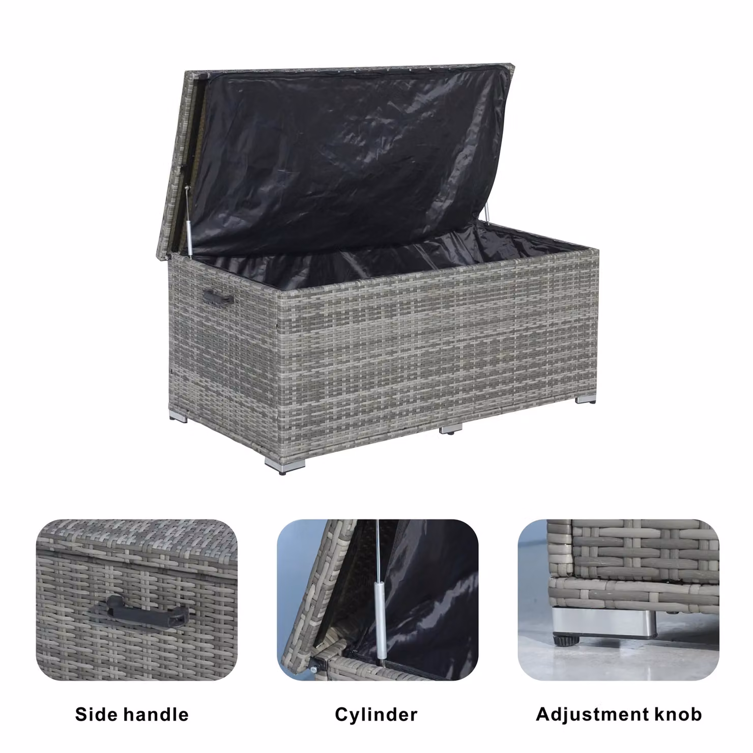 Direct Wicker 980L Large Grey Rattan and Aluminium Outdoor Deck Storage Box – 3