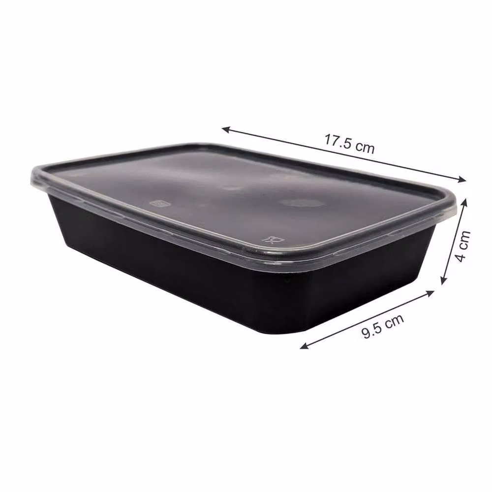 NESTLUNE Reusable Black Plastic Food Containers with Snap Lids, 500 ml, Pack of 10 – 2