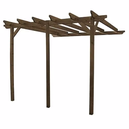 Buttercup Farm Wall Mounted Wooden Garden Pergola with 3 Posts, Light Green, W: 660 cm, H: 270 cm, D: 240 cm – 1