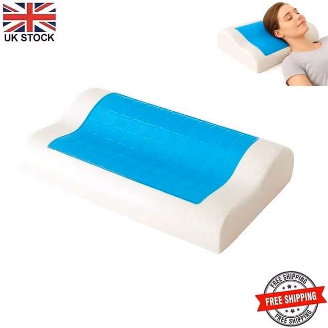 Nordara Cooling Gel Orthopedic Memory Foam Contour Cervical Pillow, Firm, White