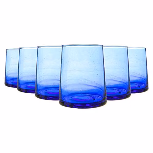 Nicola Spring Merzouga Blue Glass Tumblers, 260ml, Pack of 6 – 1