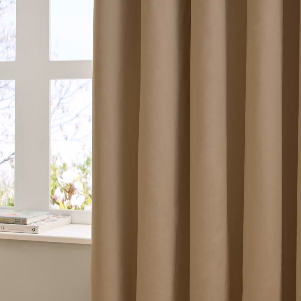 Furn Brown Velvet 100% Blackout Eyelet Curtain Pair, Width: 229 cm, Drop: 137 cm – 2