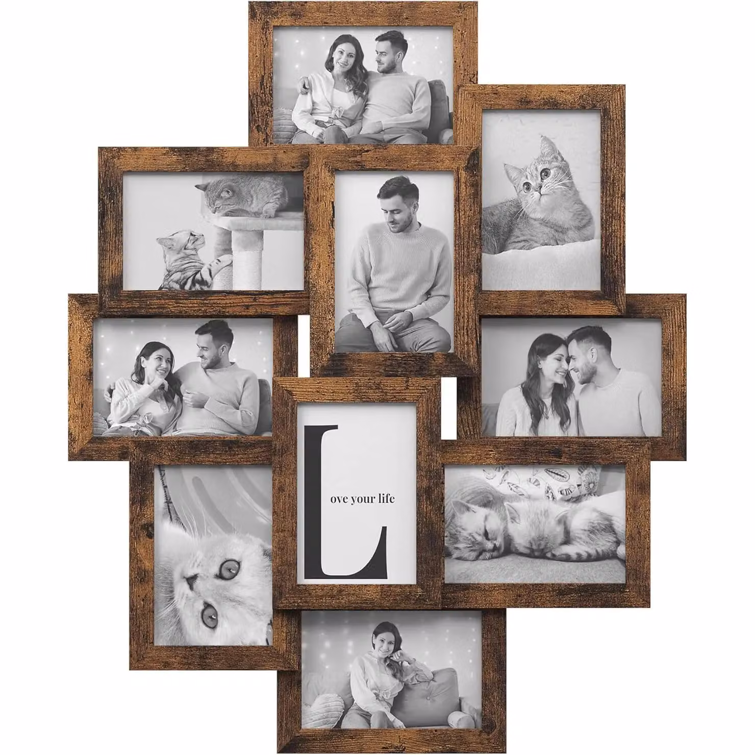 SONGMICS Wall Photo Gallery Display Set in Brown, 10x15 cm – 5