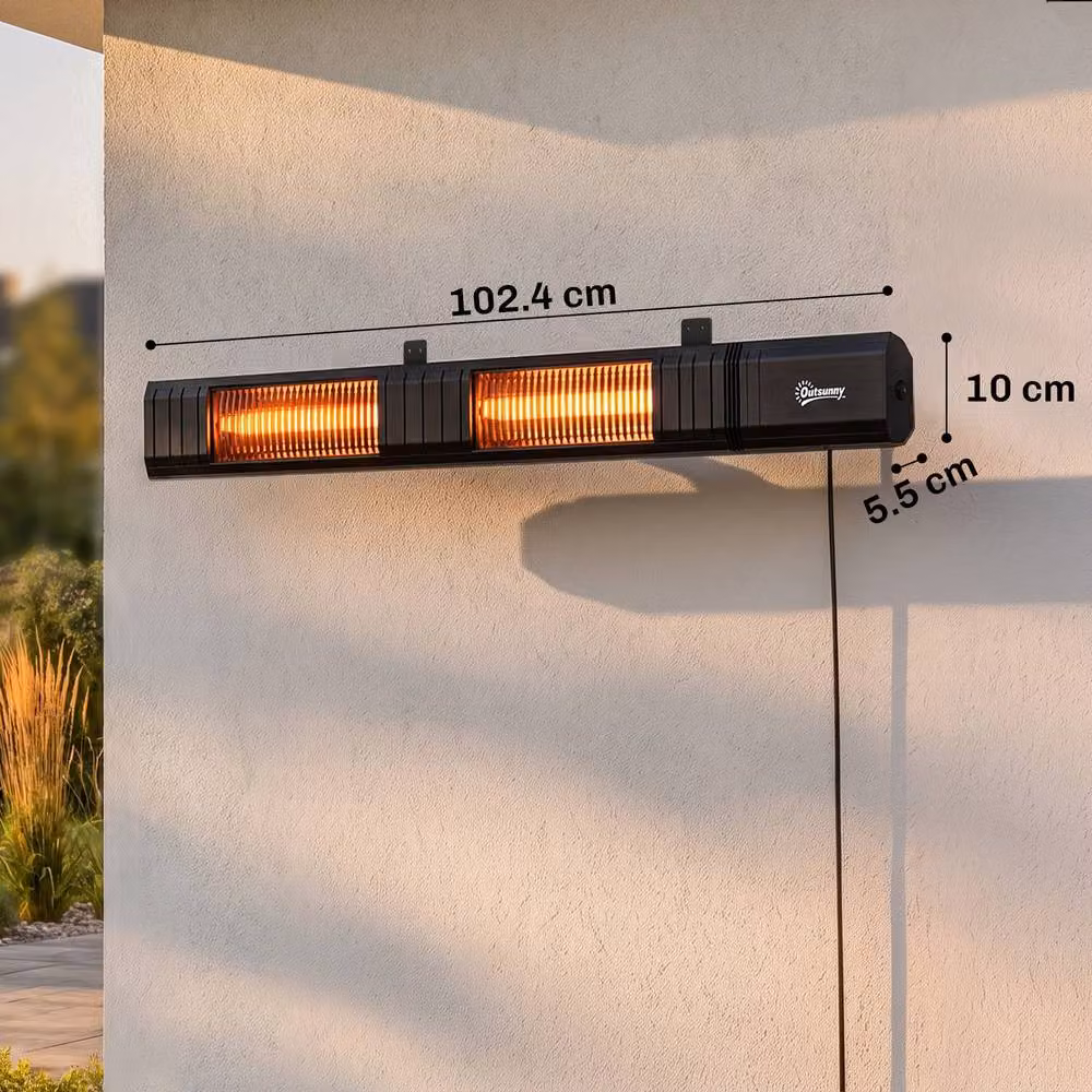 Outsunny 3000 W Electric Infrared Wall Mounted Patio Heater in Black – 3