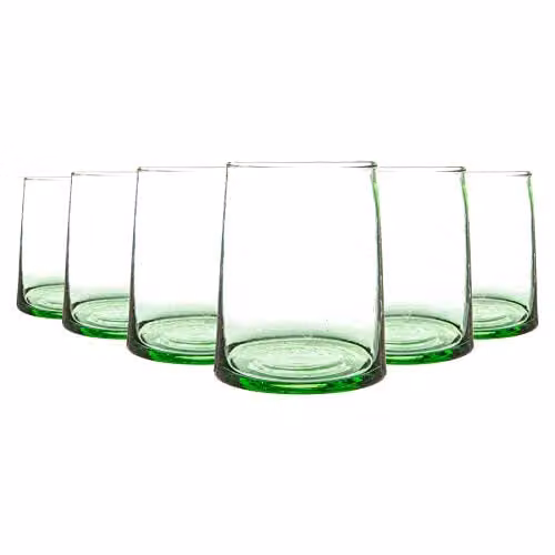 Nicola Spring Merzouga Green Glass Tumblers, 260ml, Pack of 6 – 1