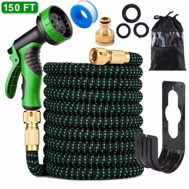 Kelvenix 150FT Expandable Garden Hose with 10 Spray Modes in Black – 1