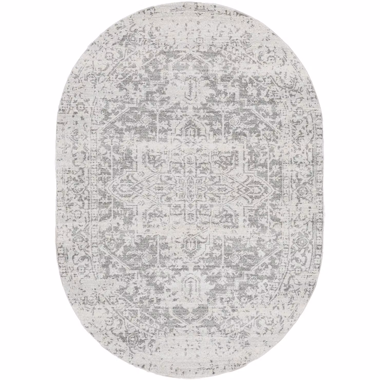 Livabliss Harput Vintage Boho Living Room Rug in Grey, Blue, Orange and White, W: 200 cm, D: 275 cm – 1