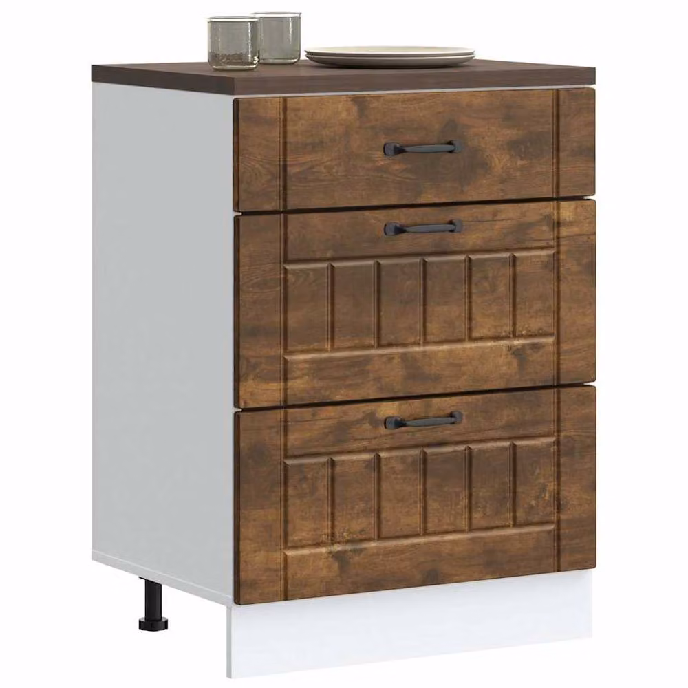 Berkfield Home Lucca Kitchen Base Cabinet in Smoked Oak Brown, W/D/H: 60.0 x 46.0 x 81.5 cm – 2