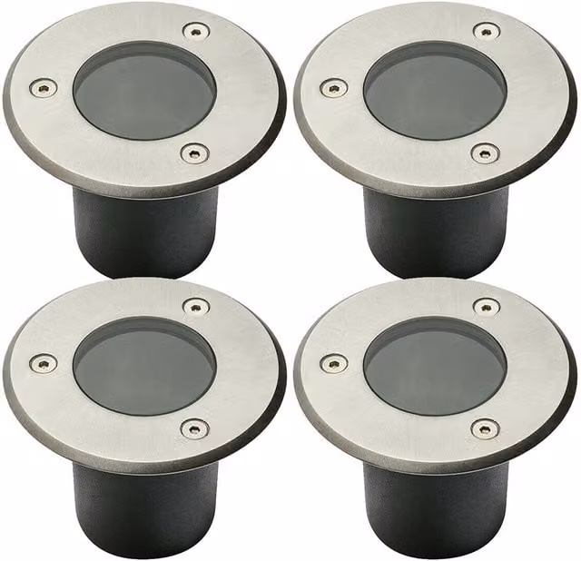 CGC Lighting Nola Four Round Small Stainless Steel Inground or Decking Lights in Silver