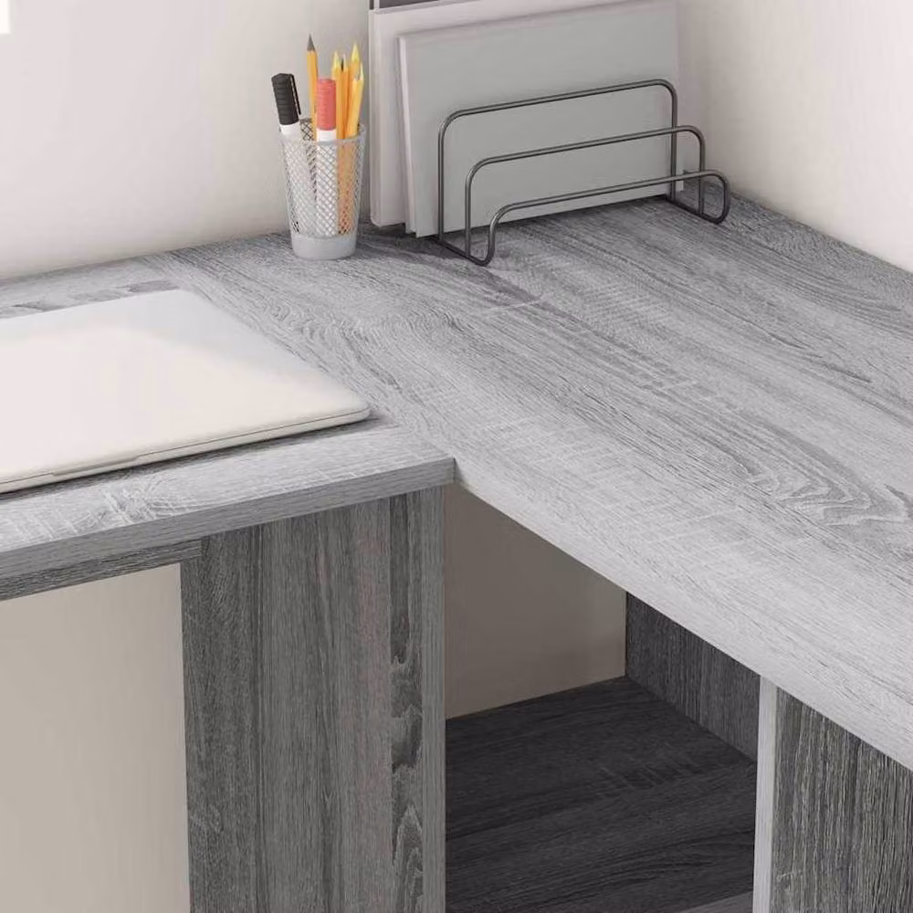 Berkfield Home Grey Sonoma MDF Computer Desk with Medium Storage – 4