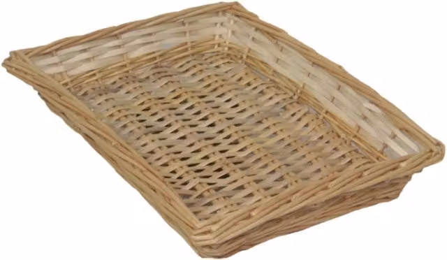 Rectangular Red Hamper with Cotton Liner in Blue and Brown Wicker