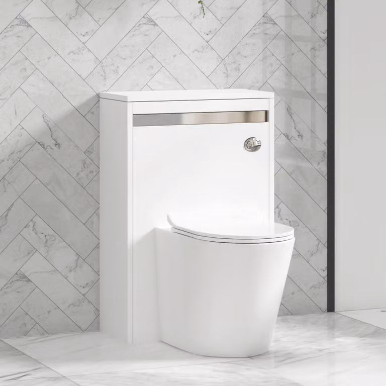 Royal Bathrooms Orion Matt White Wall Mounted WC Unit with Cesar Rimless Ceramic Toilet Pan, Slim Seat and Cistern, 54 cm Width