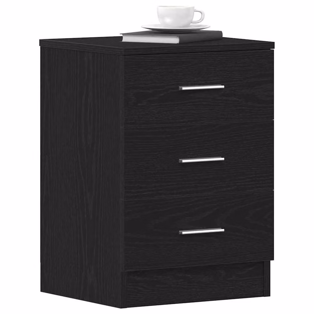 Berkfield Home Black Oak Bedside Cabinet, W/D/H: 38 x 35 x 55 cm – 3