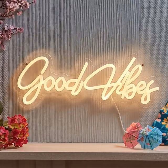 Marco Paul Good Vibes LED Neon Wall Art Sign in Warm White