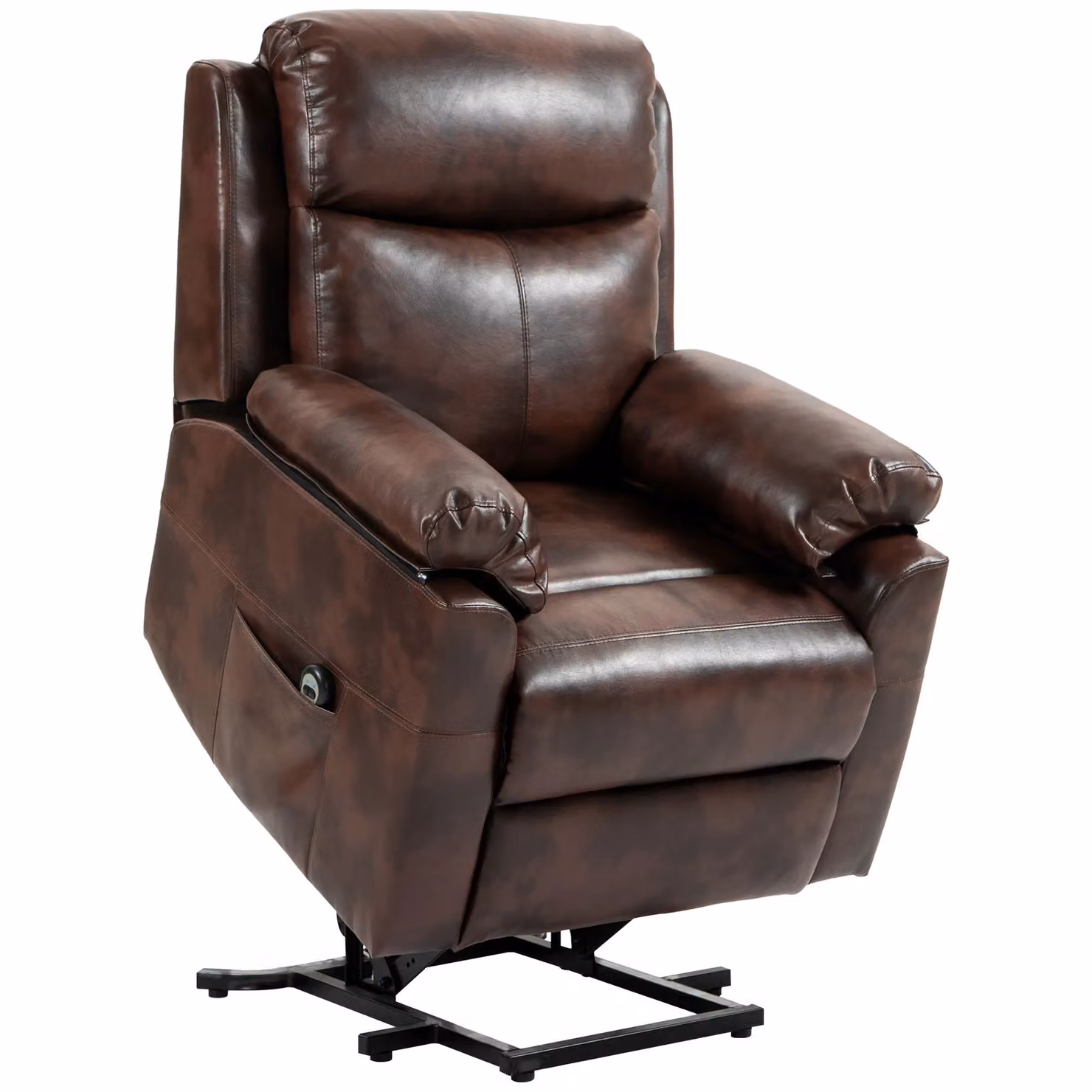 HOMCOM Electric Power Lift Riser Recliner Chair with Remote Control in Dark Brown Synthetic Leather – 2