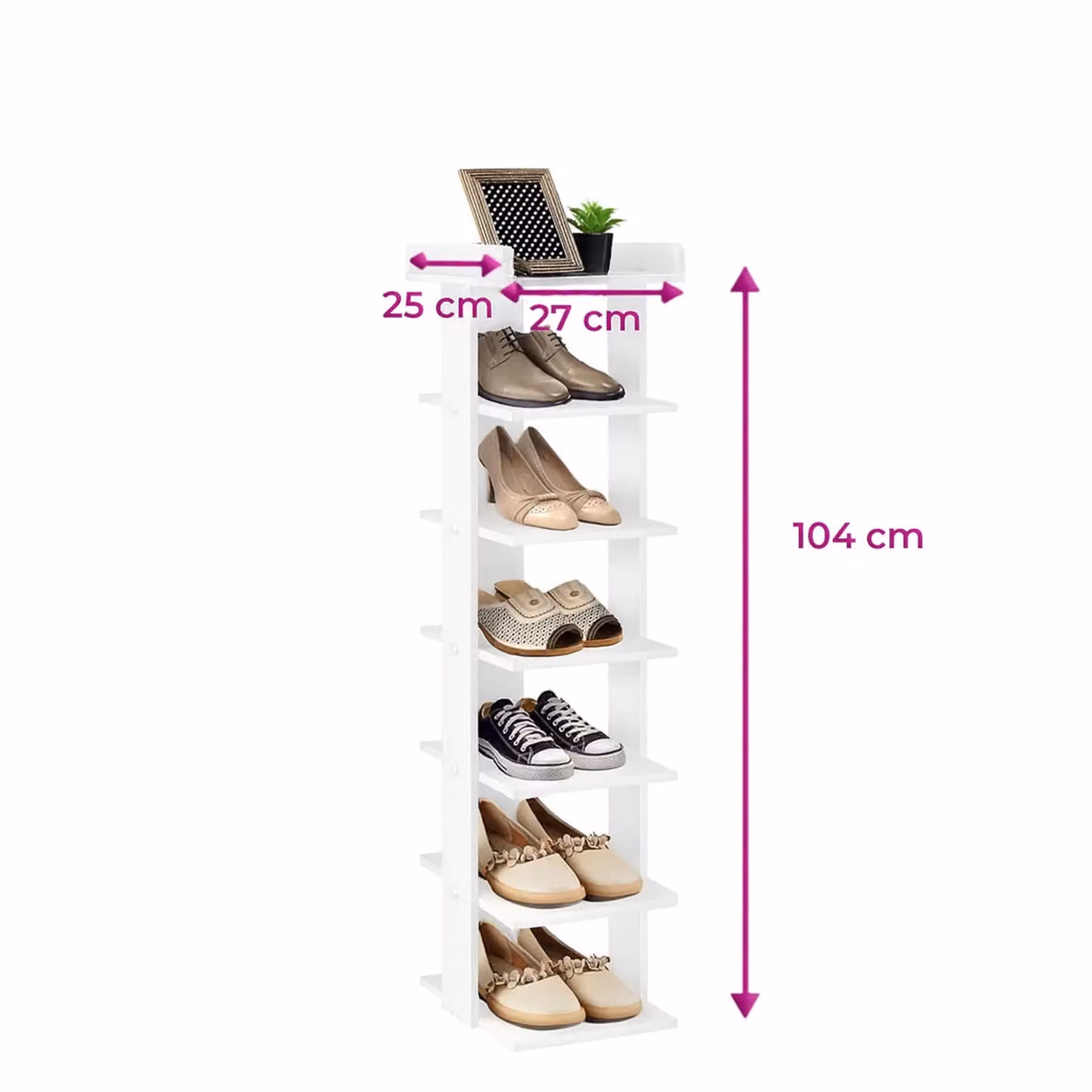 Neo 7 Tier Slim Wooden Shoe Rack Storage in White – 4