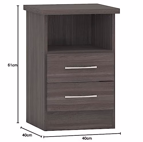 Seconique Nevada 2 Drawer Bedside Table in Black – 3