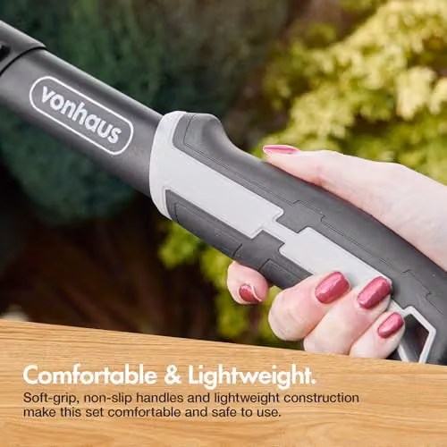 VonHaus 3-Piece Garden Shears Set with Stainless Steel Blades and Soft Grip Handles in Grey and Multicolour – 3