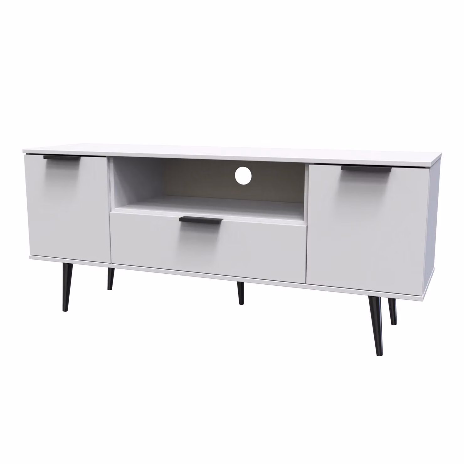 Ready Assembled 2 U Fuji Wide TV Unit with 2 Doors and 1 Drawer in Light Grey – 2