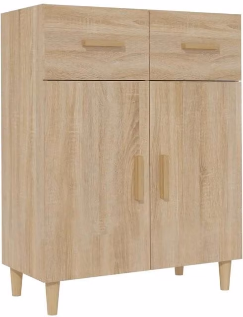 Berkfield Home Sonoma Oak Sideboard in Light Tan Beige, W/D/H: 69.5 x 34 x 90 cm