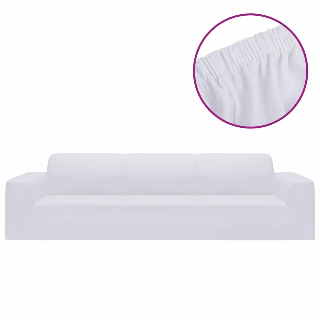 Berkfield Home 4-Seater Stretch Sofa Slipcover in White Polyester Jersey – 2