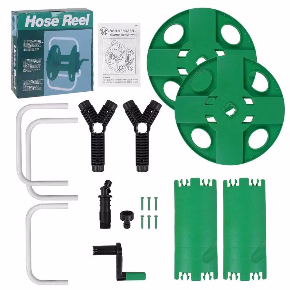 FLAVORA Portable Freestanding Hose Pipe Reel Garden Cart in Green – 3